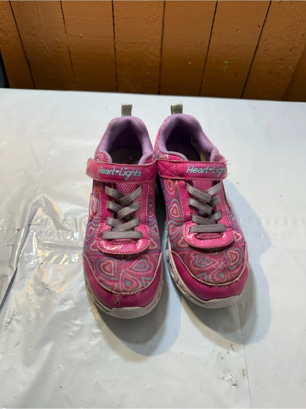 Skechers girls Heart Lights Boogie Love light up sneakers size 3Y